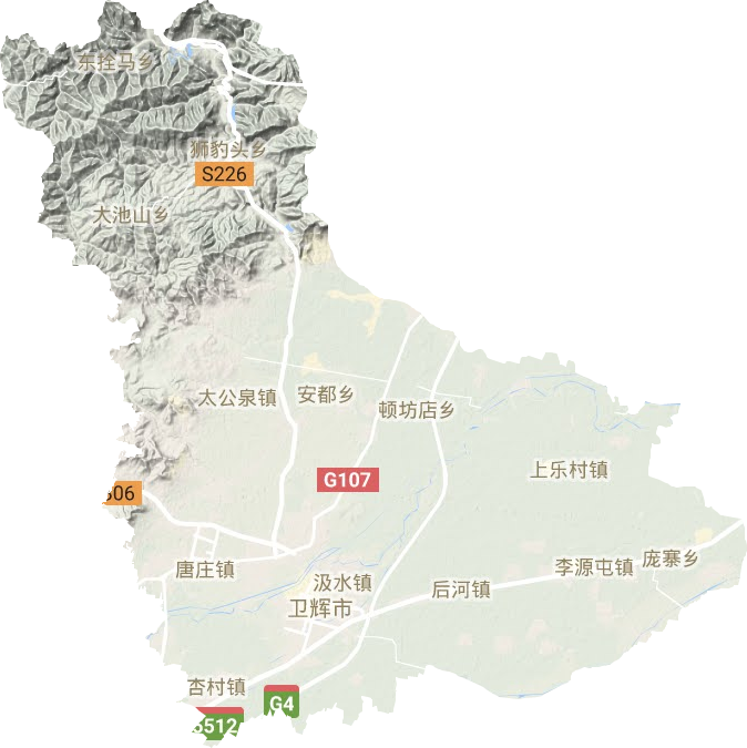 卫辉市地形地图