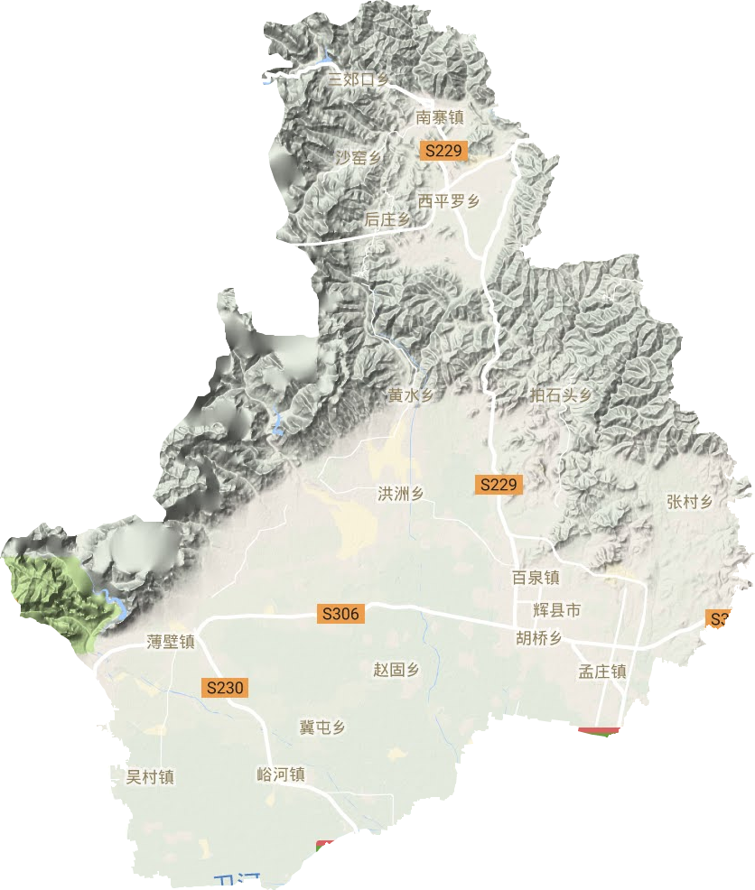 辉县市地形地图
