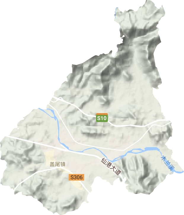 盖尾镇地形地图