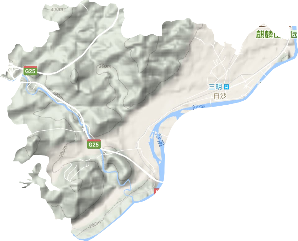 白沙街道地形地图