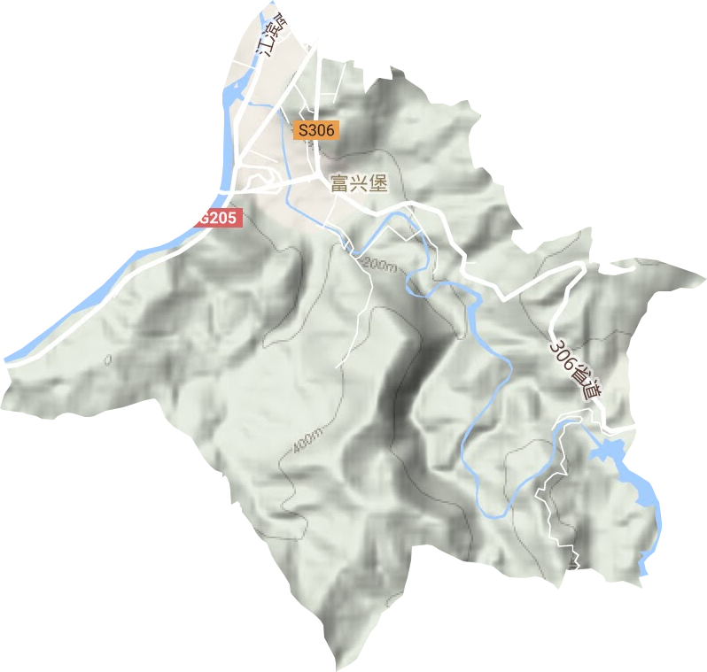 富兴堡街道地形地图