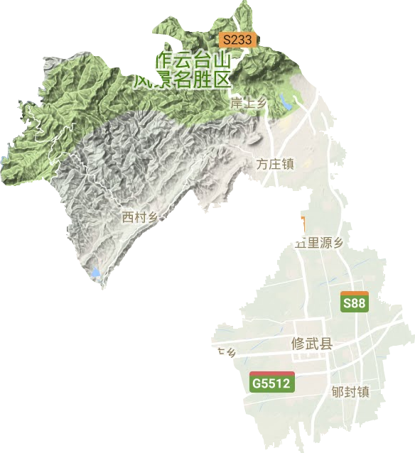 修武县地形地图