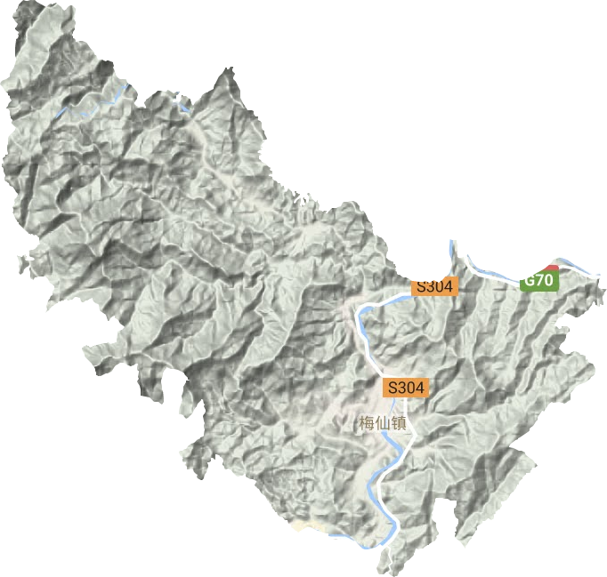 梅仙镇地形地图
