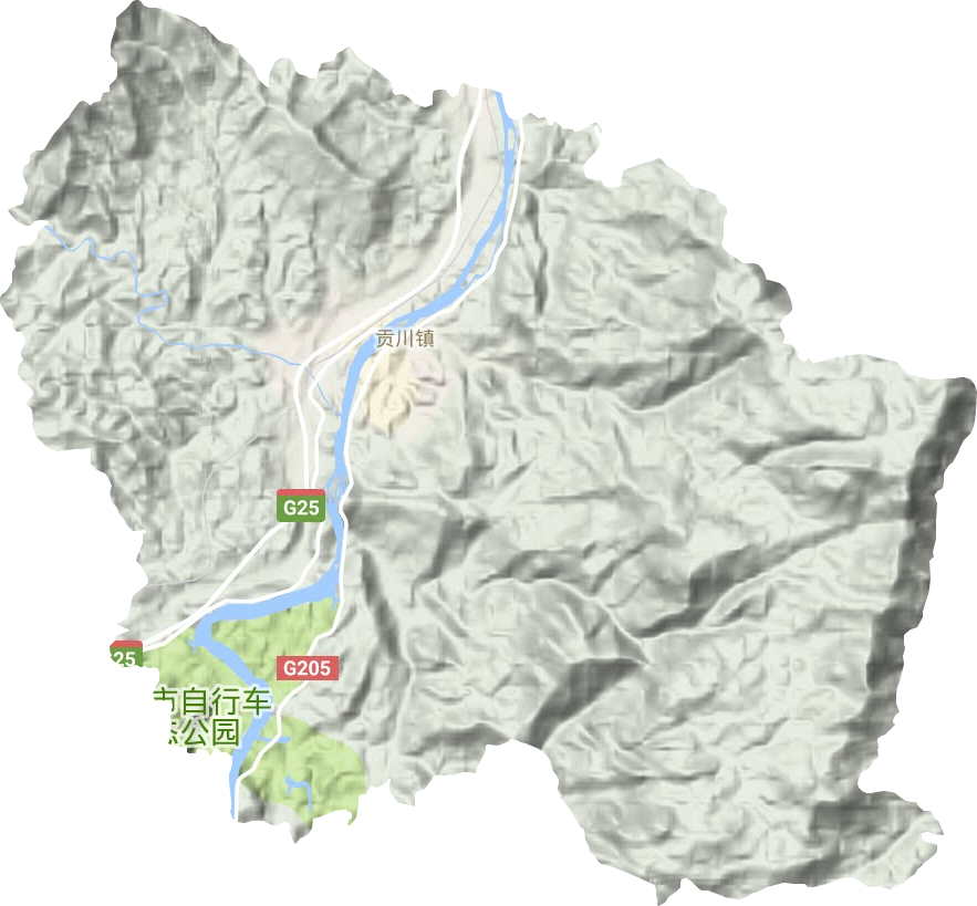 贡川镇地形地图