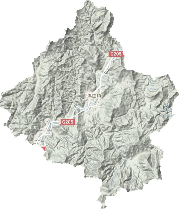 洪田镇地形地图
