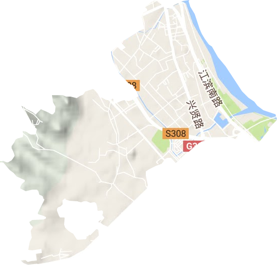 江南街道地形地图