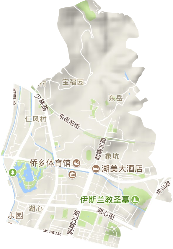 东湖街道地形地图