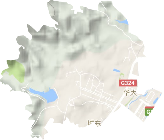 华大街道地形地图