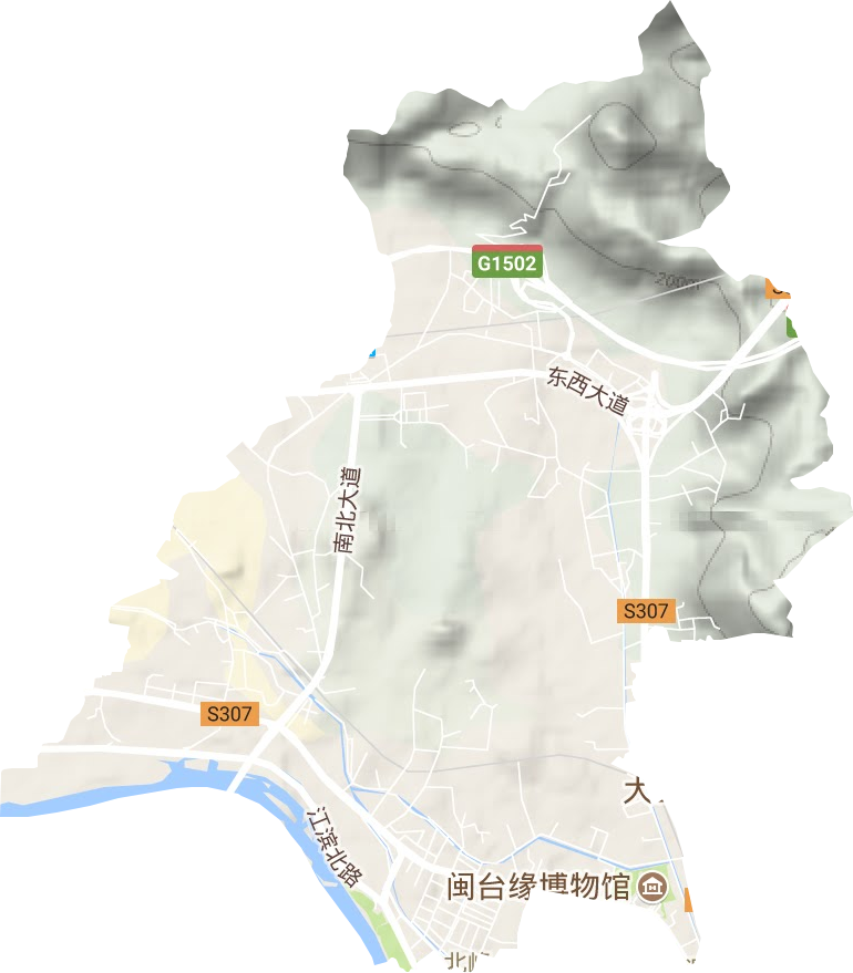 北峰街道地形地图