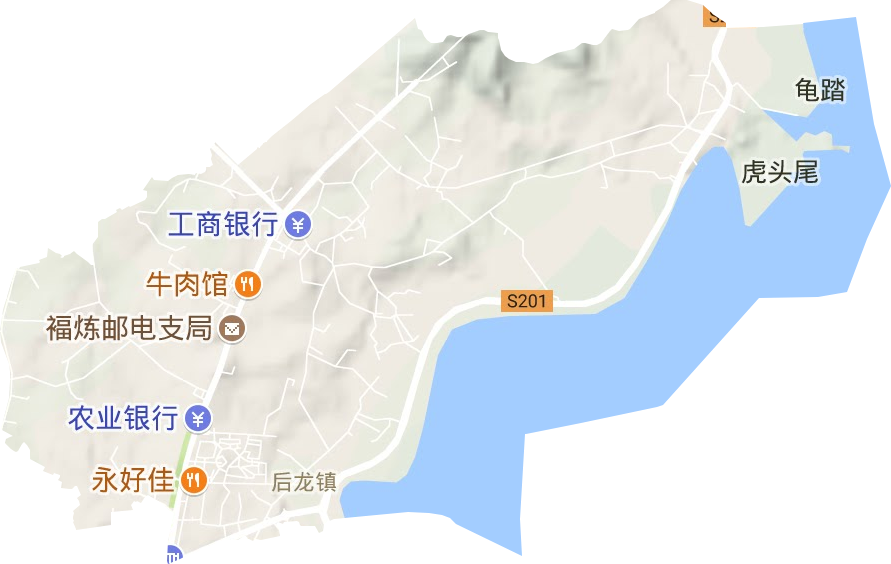 后龙镇地形地图