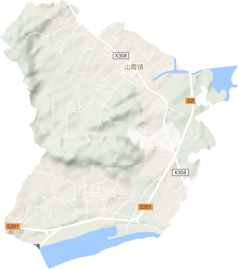 山霞镇地形地图