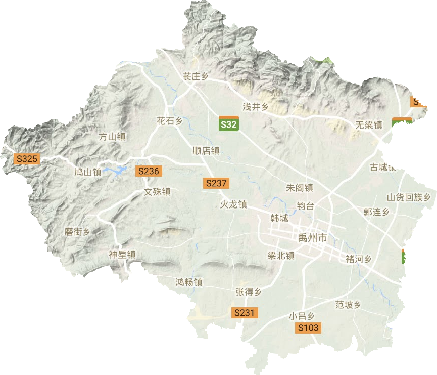 禹州市地形地图