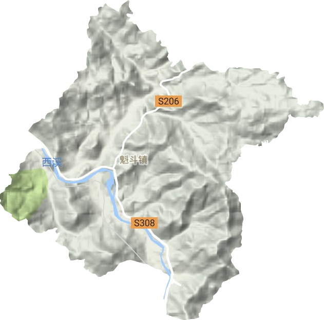 魁斗镇地形地图
