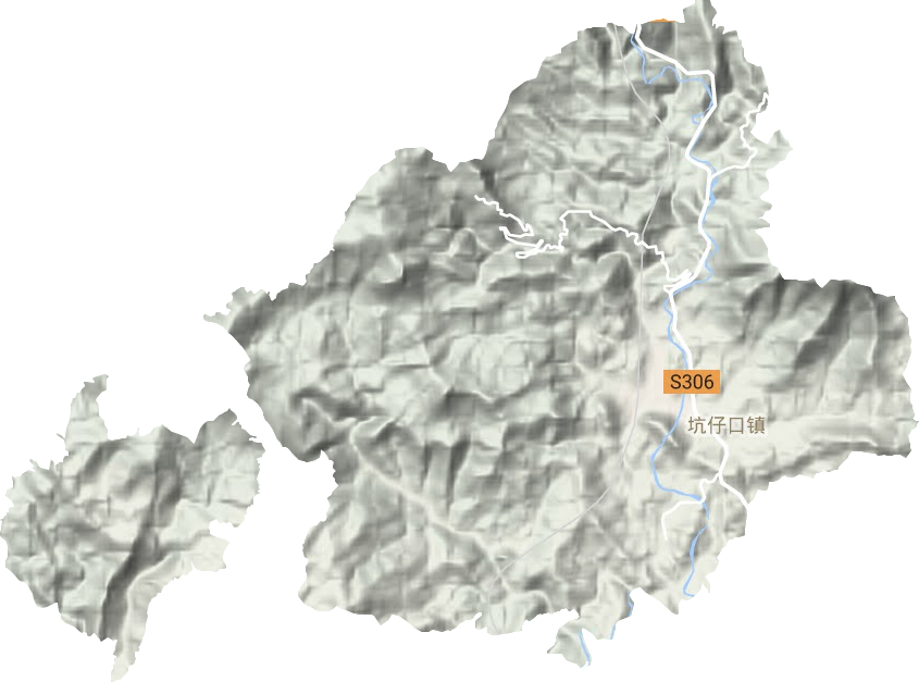坑仔口镇地形地图