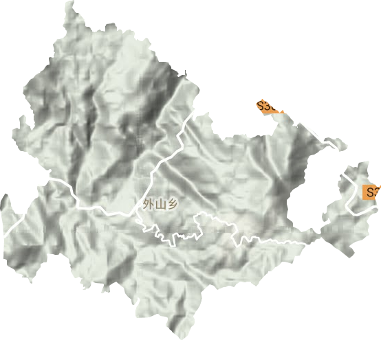 外山乡地形地图