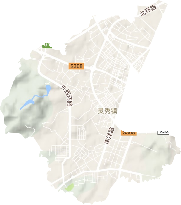 灵秀镇地形地图