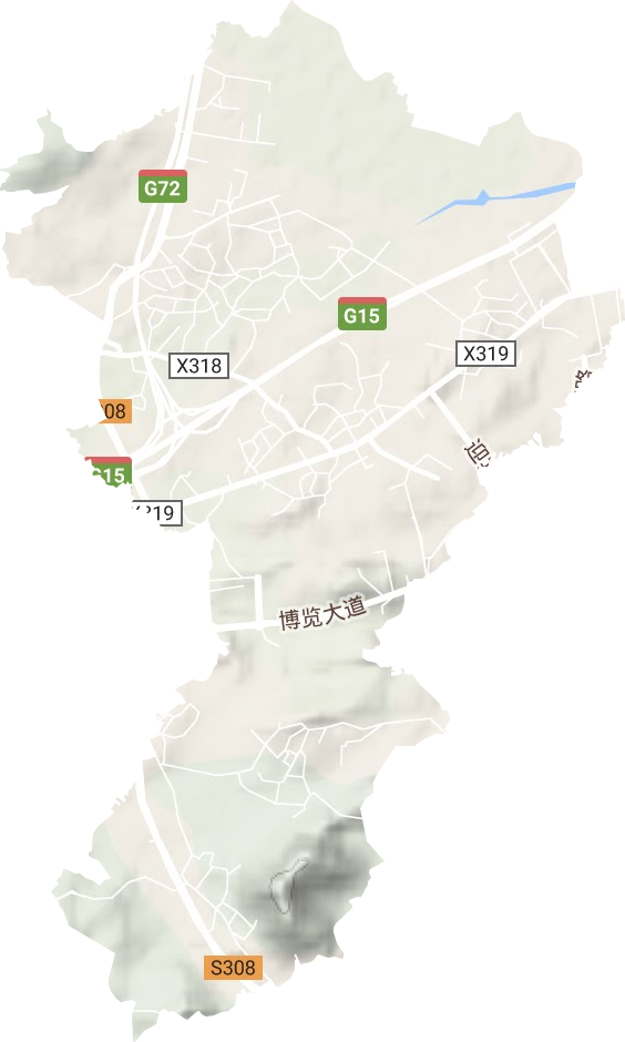 西园街道地形地图