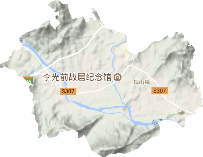 梅山镇地形地图