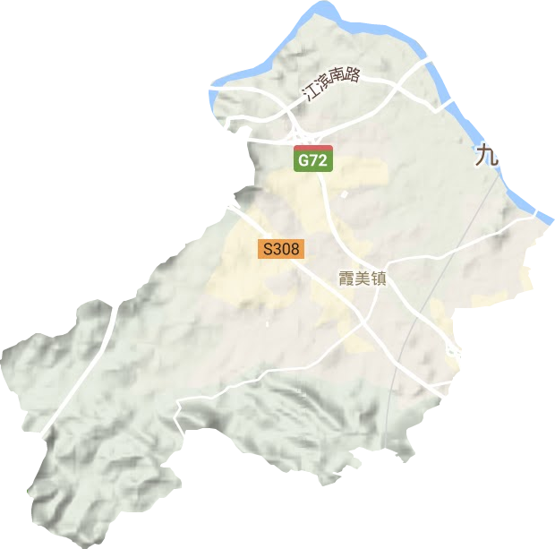 霞美镇地形地图