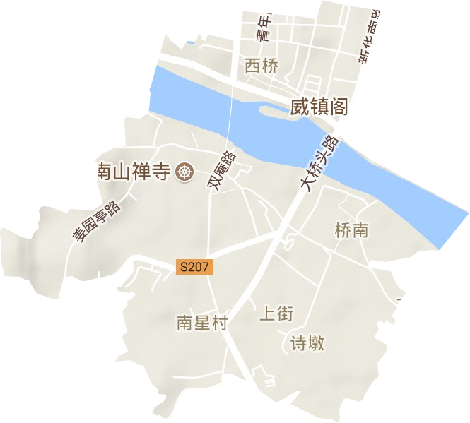 西桥街道地形地图