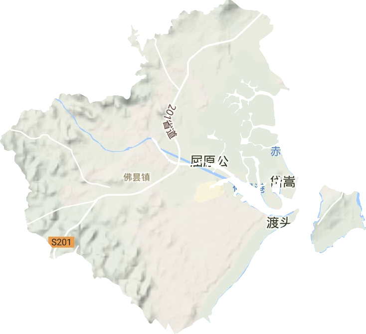 佛昙镇地形地图