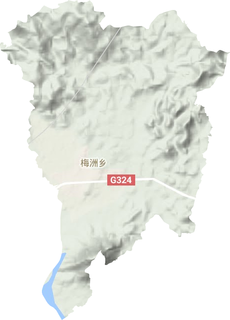 梅洲乡地形地图