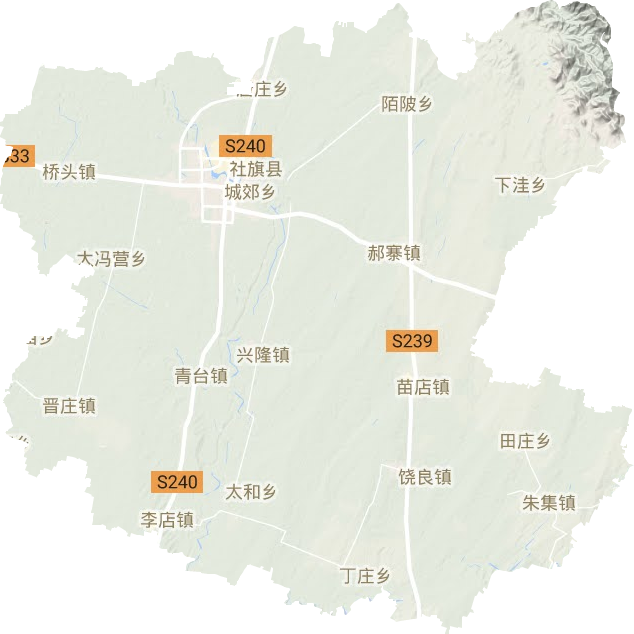 社旗县地形地图