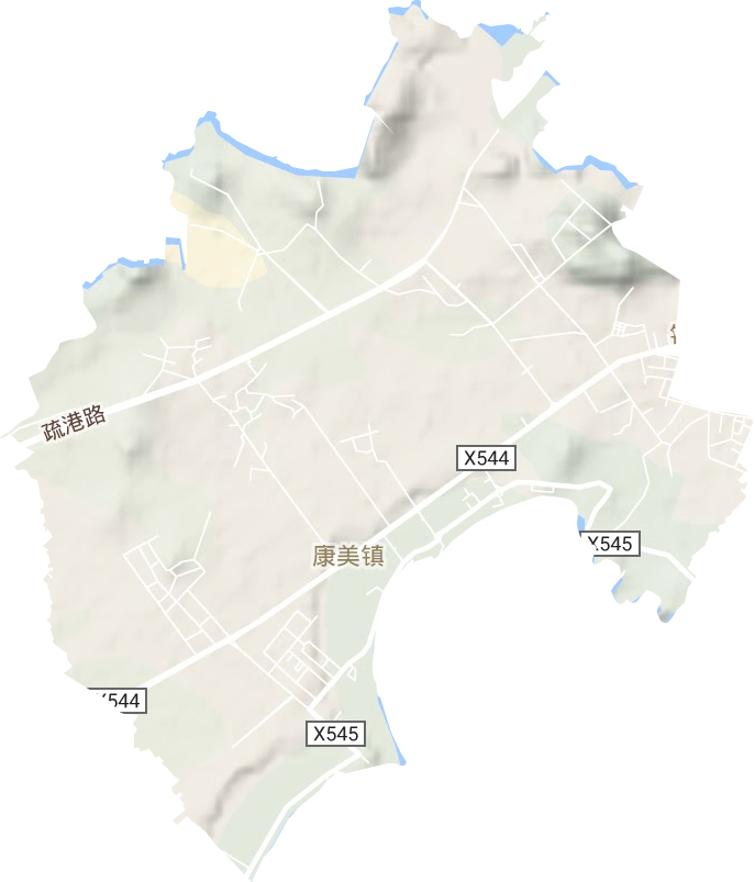 康美镇地形地图