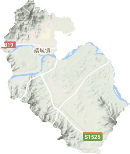 靖城镇地形地图