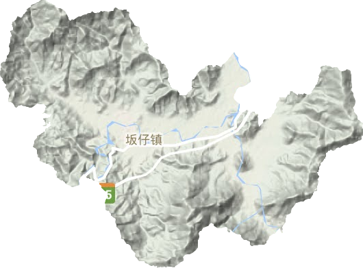 坂仔镇地形地图