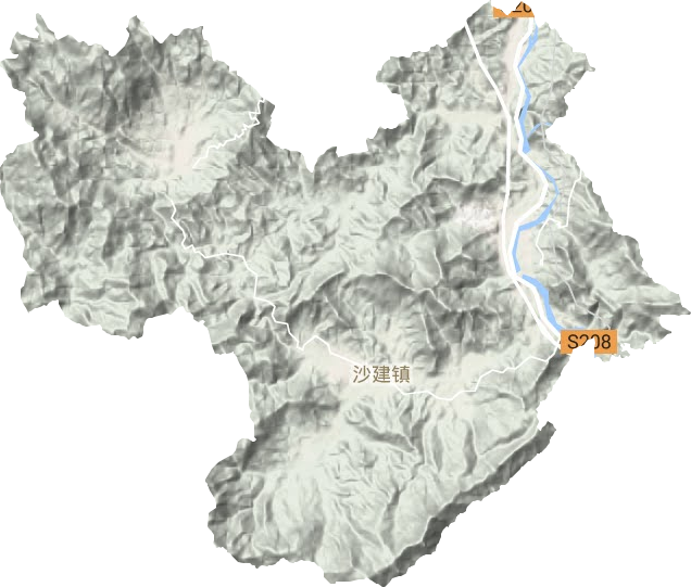 沙建镇地形地图