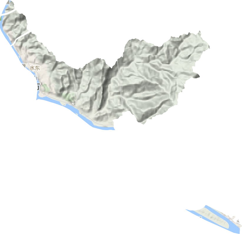水东街道地形地图