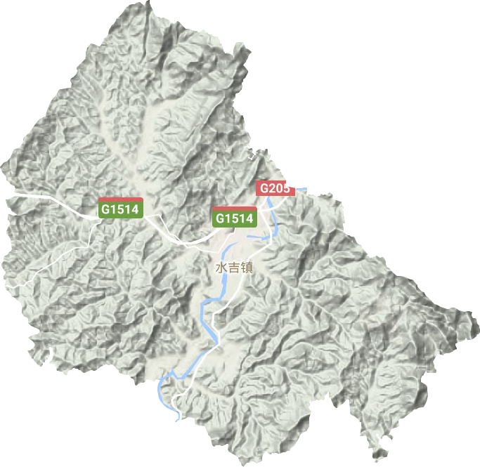 水吉镇地形地图