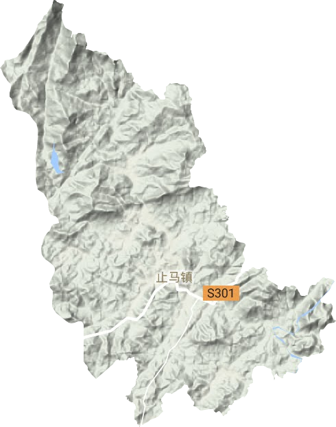 止马镇地形地图