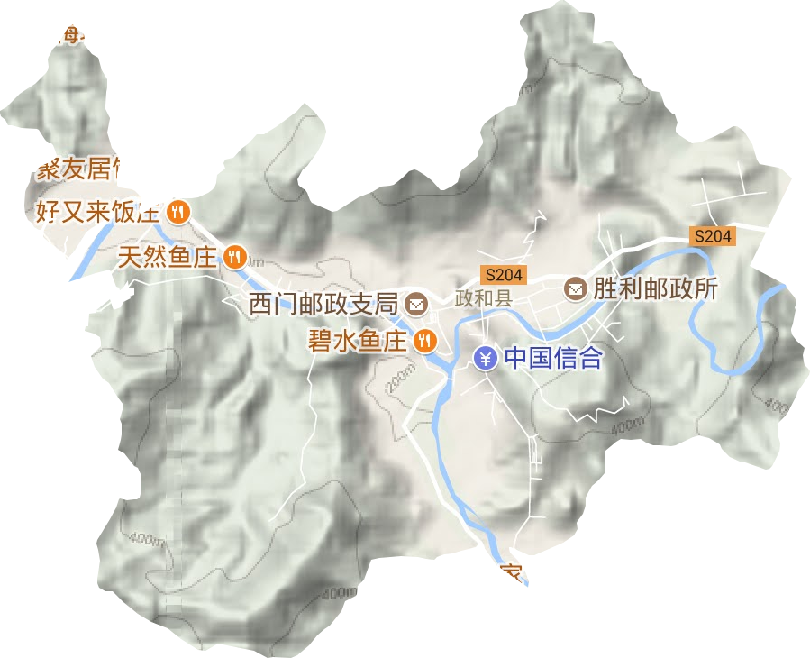 熊山街道地形地图