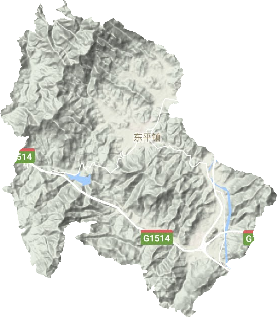 东平镇地形地图