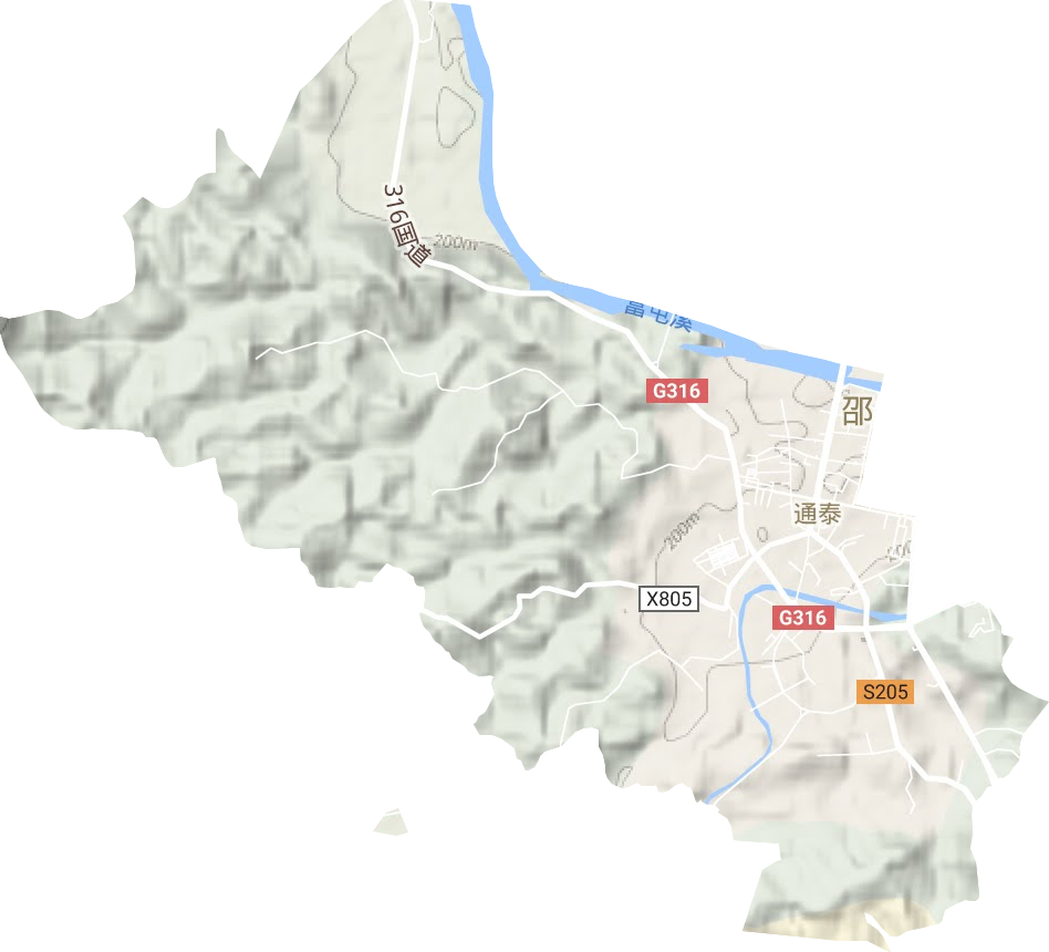 通泰街道地形地图