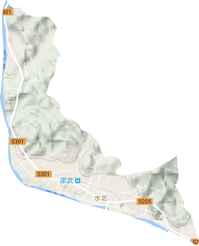 水北街道地形地图
