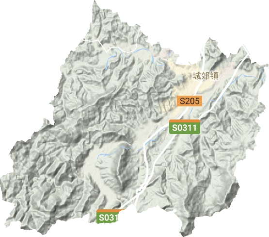 城郊镇地形地图