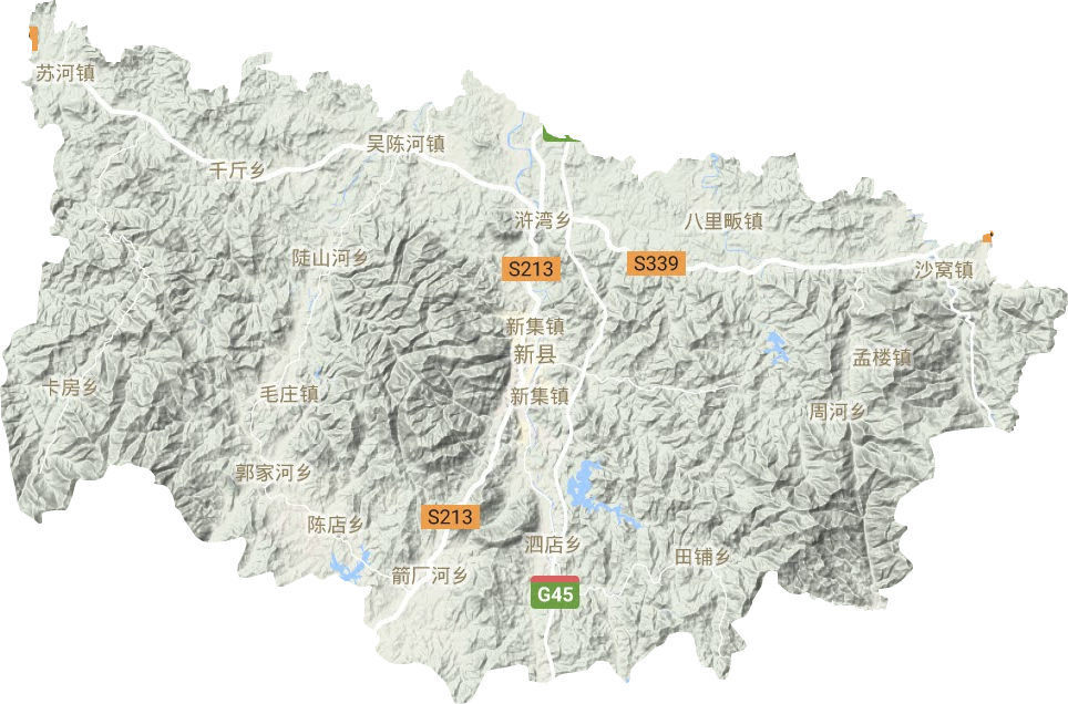 新县地形地图