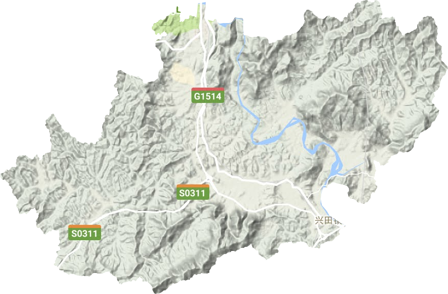 兴田镇地形地图
