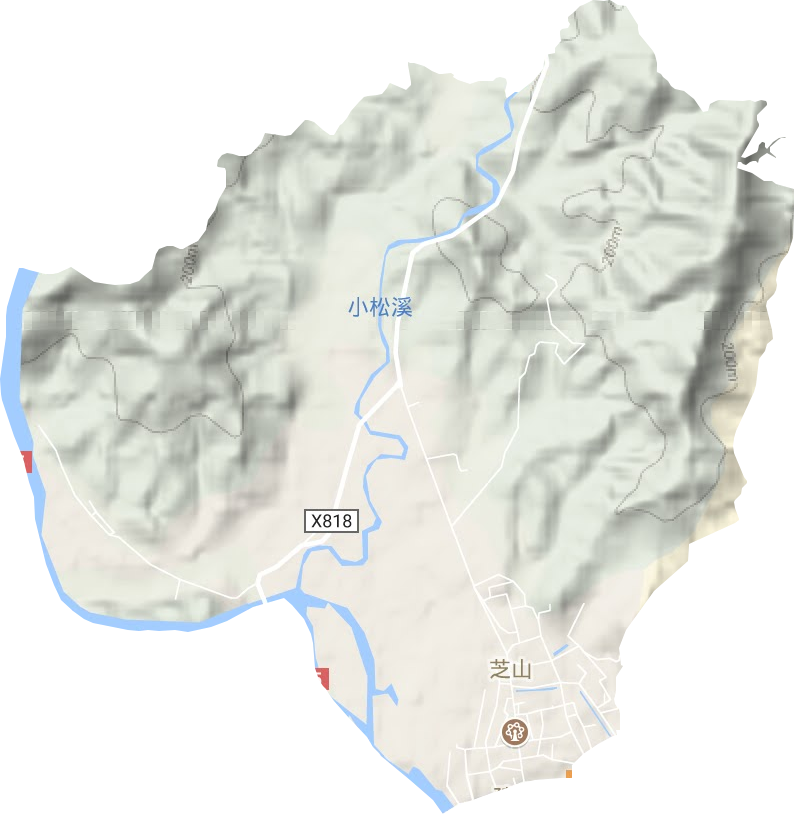 芝山街道地形地图