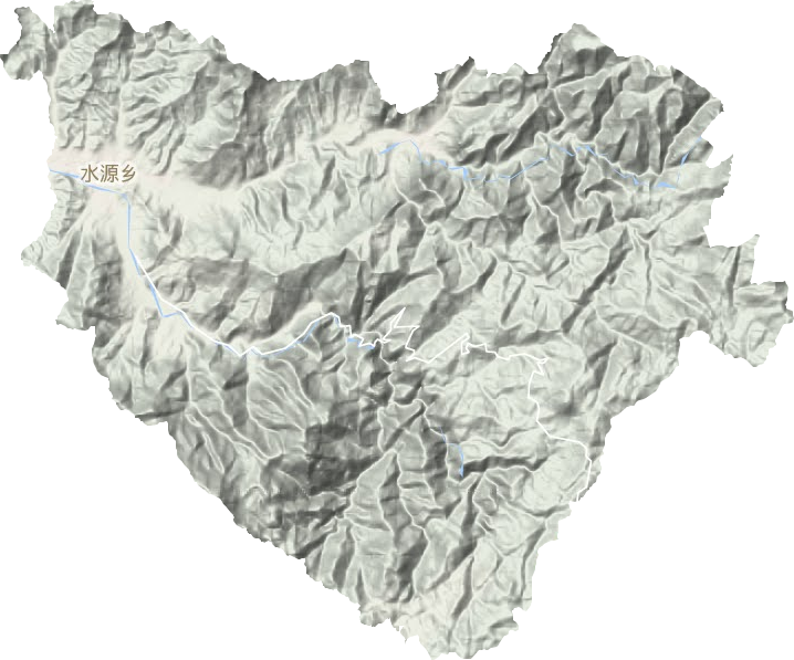 水源乡地形地图