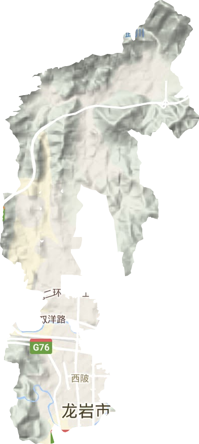 西陂街道地形地图