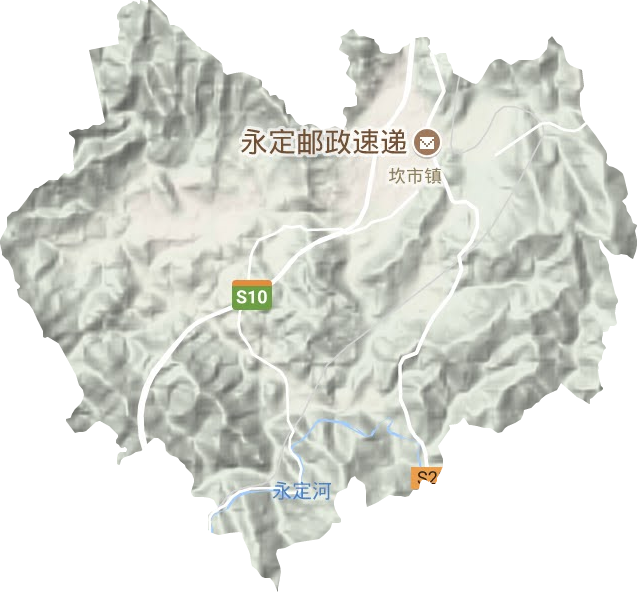 坎市镇地形地图