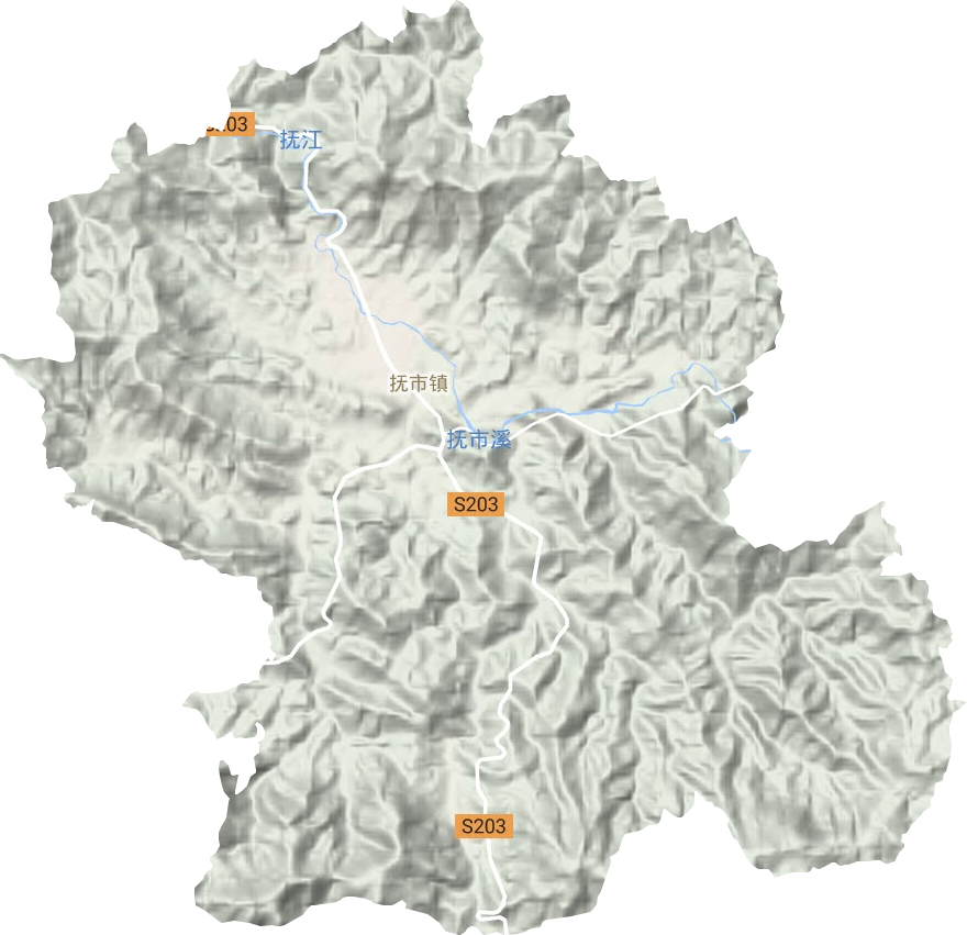 抚市镇地形地图