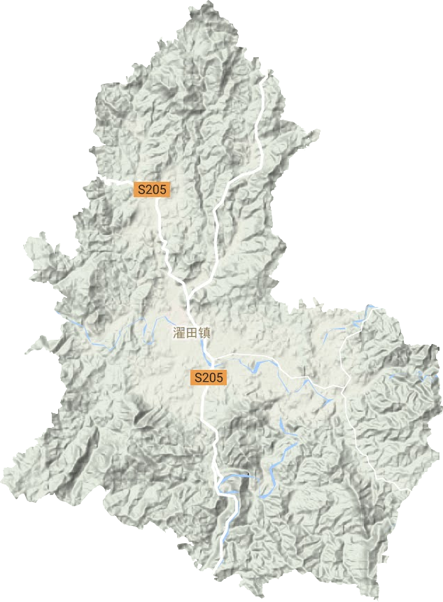 濯田镇地形地图