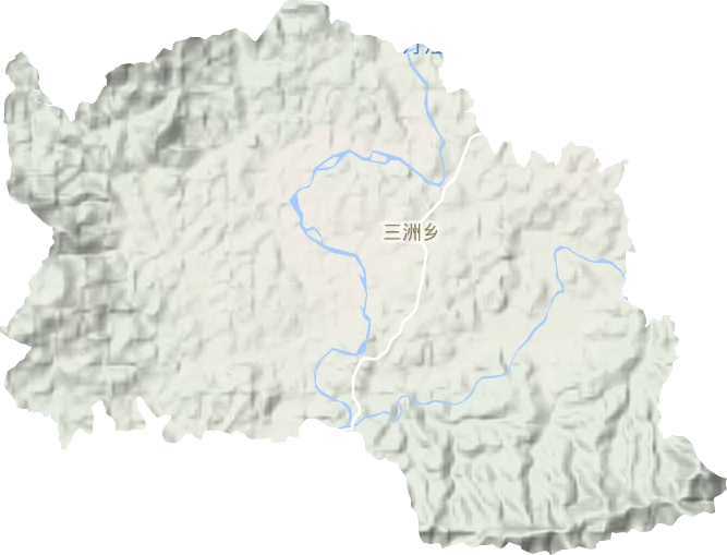 三洲镇地形地图