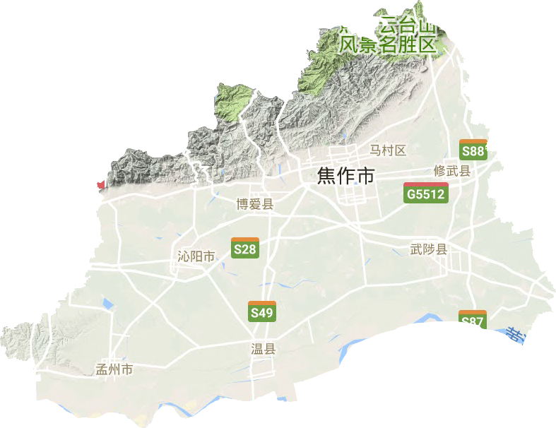 焦作市地形地图