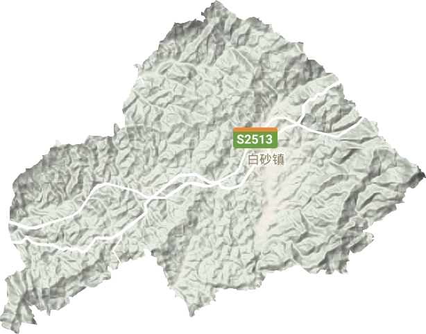 白砂镇地形地图